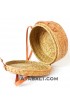 Wide round ata bag flower pattern with leather clip